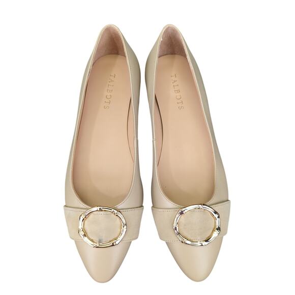 Talbots Edison Bamboo Ring Nappa Flats Tan Leather Pointed Toe Neutral Women's 9 - Picture 4 of 8